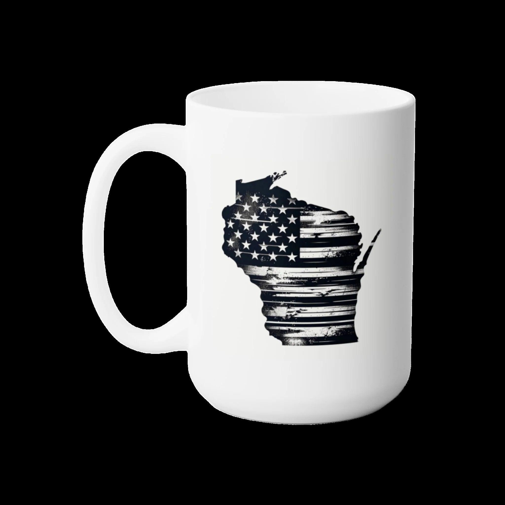 Mug 15oz: Wisconsin Wind Torn Flag