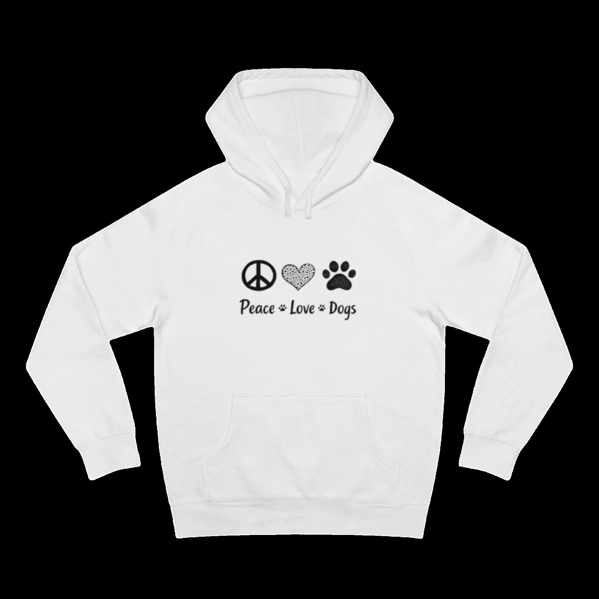 Unisex Hoodie: Peace, Love, Dogs