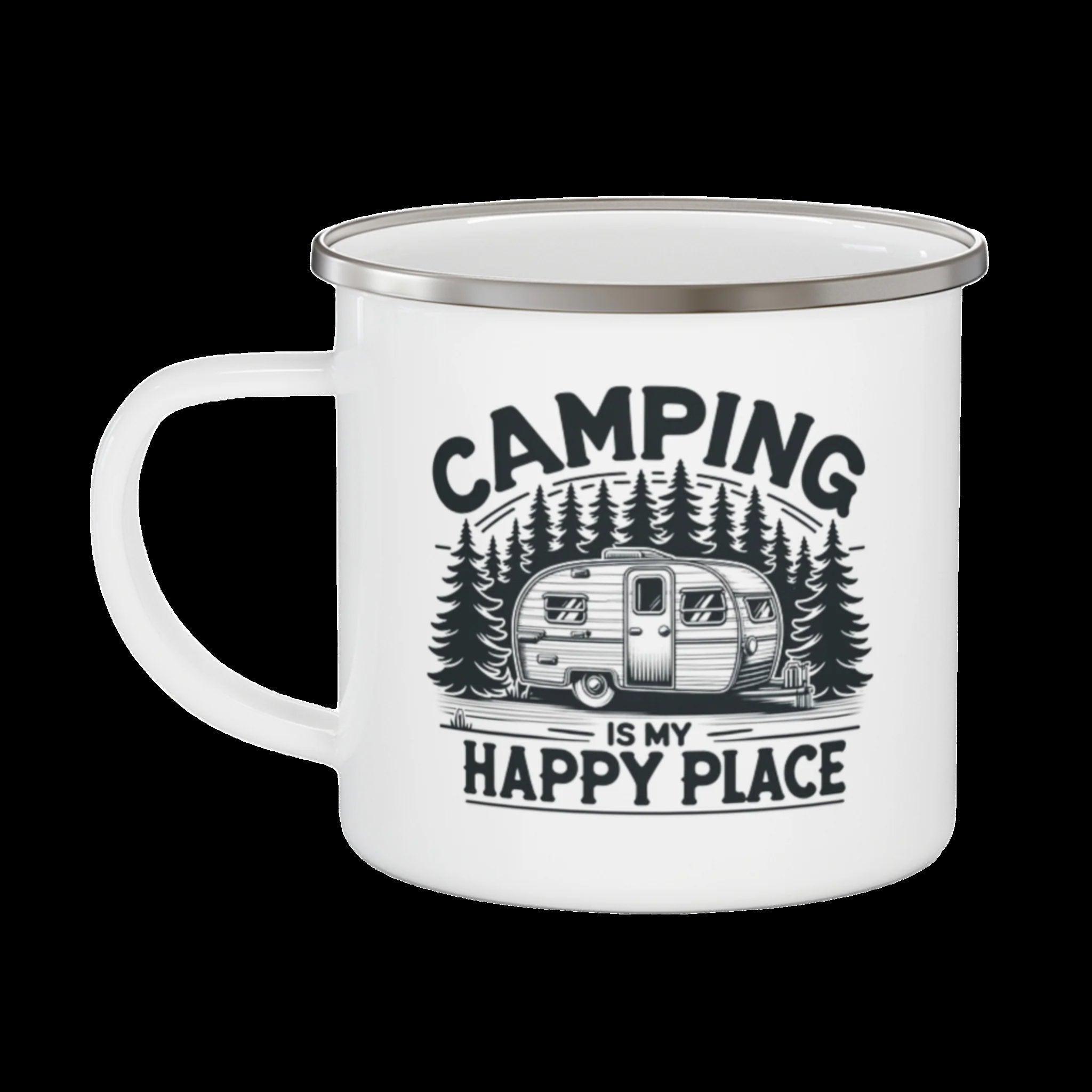 Enamel Camping Mug 12oz: Camping is my happy place