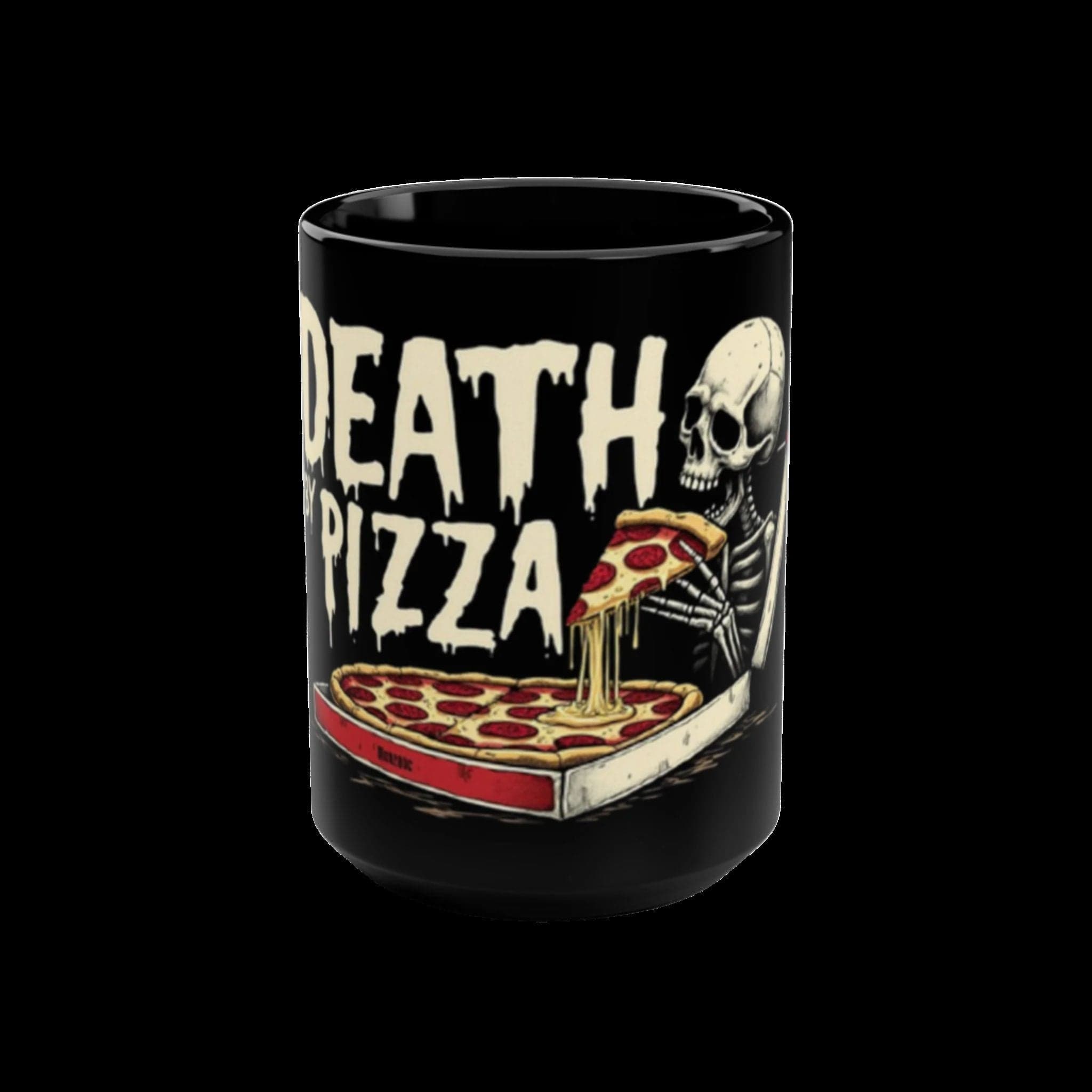 Black 15oz Ceramic Mug: Death By Pizza - 9905475604666077190_2048